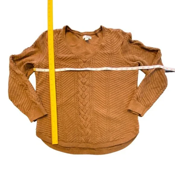 Sonoma Cable Knit Sweater In Warm Chestnut Brown - Size Large - Picture 6 of 14